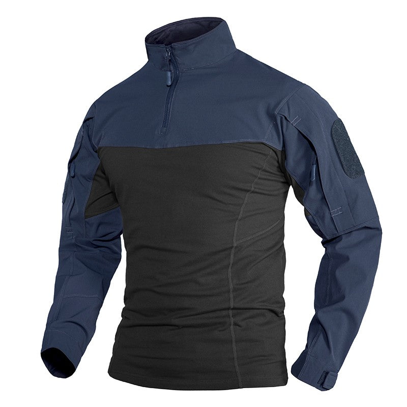 TACVASEN 1/4 Zipper Ripstops T-shirts With Zipper Pockets Mens Long Sleeve T-shirts Outdoor Hiking Tees Tops Pullover Workout