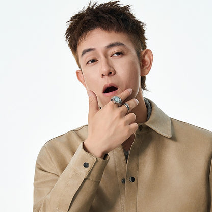 Men New Leather Jacket Men's Retro Black Classic Turn Collar Leather Jackets Trendy Cool Jacket Motorcycle Faux Leather Jacket