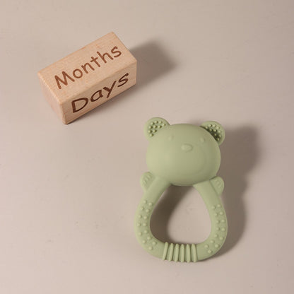 Hot sale cute bear baby rattle  silicone teether 0-1 year toy