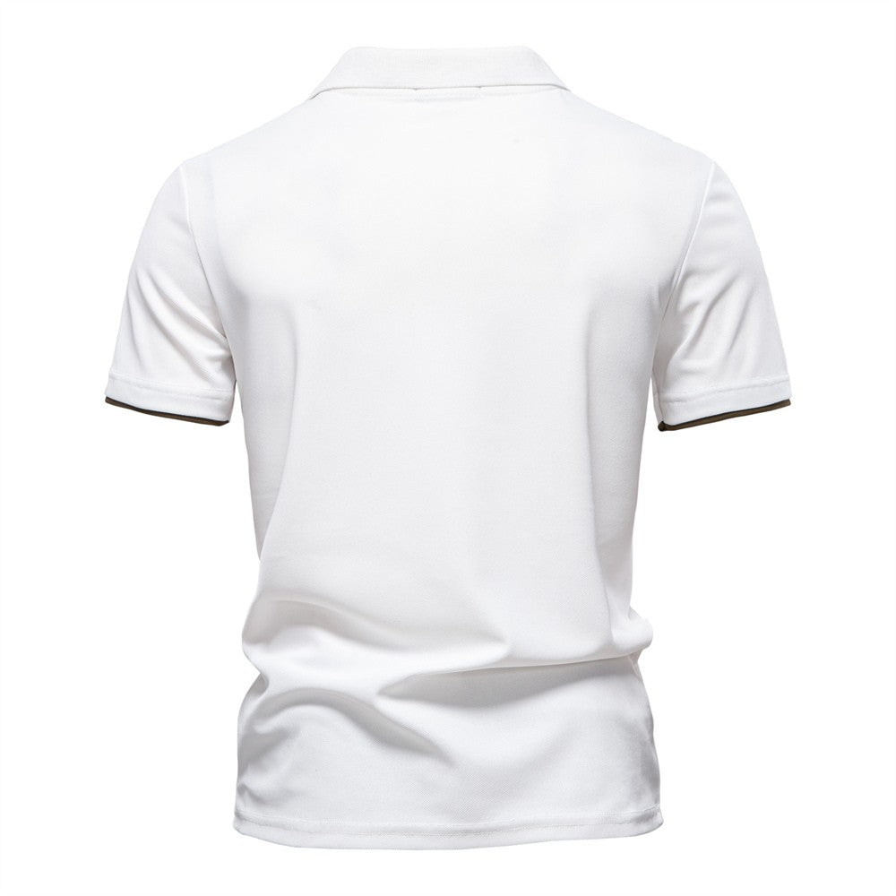 AIOPESON Men's Summer V-Neck Striped Polo Shirt Breathable Slim Fit Polo Shirts for Men Lightweight Casual Athletic Polo