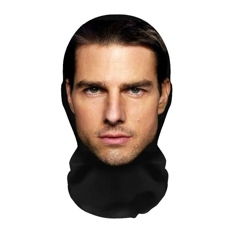 2Pcs 3D Printed Full Face Mask Realistic Celebrity Face Mask Props Costume for Party Supplies Cosplay Visual Men Women Headgear
