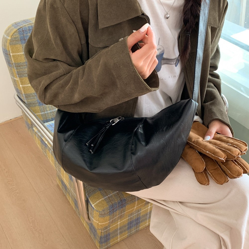 Small Niche Design Women's Large-Capacity Autumn and Winter Versatile Wide-Strap Single Shoulder Crossbody Dumpling Bag