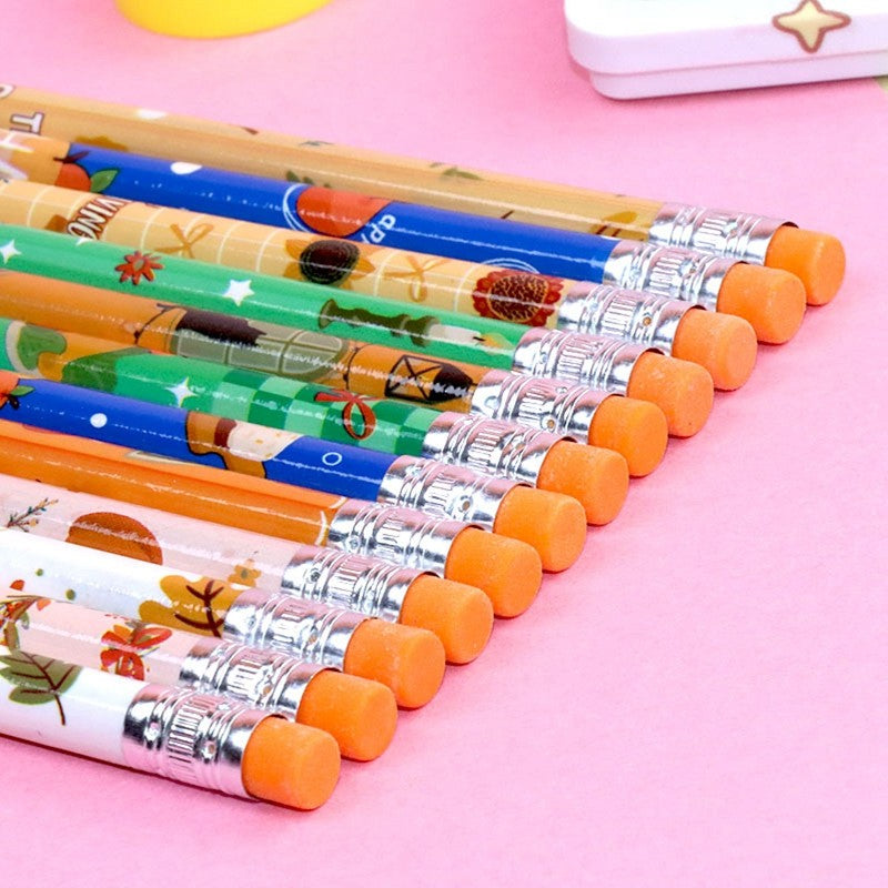 12/24PCS Pumpkin Wooden Pencils Kids Halloween Party Favors Trick or Treat Kindergarten Prizes Award Children Gifts Bag Fillers
