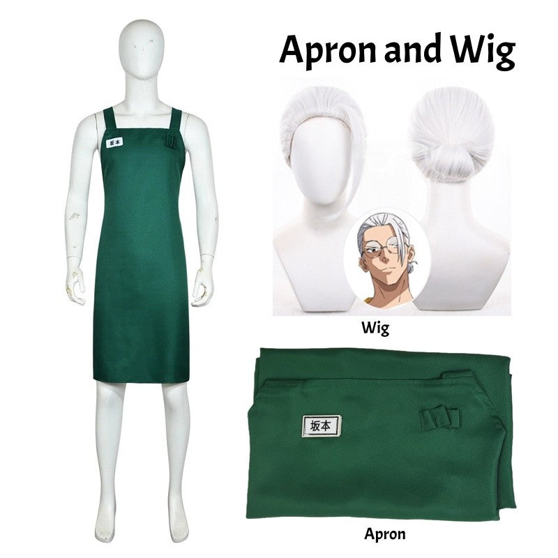 Anime Sakamoto Days Taro Sakamoto Cosplay Costume Yellow Retired T-Shirt Green Apron Glasses Halloween Party Suit For Men