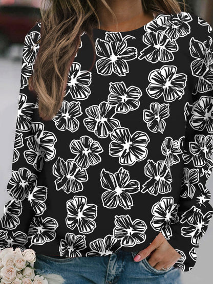 Outdoor Women's T-Shirt Casual Long Sleeve Pattern Print Street Crew Neck Fall Female Oversized Clothing Fashion T Shirts