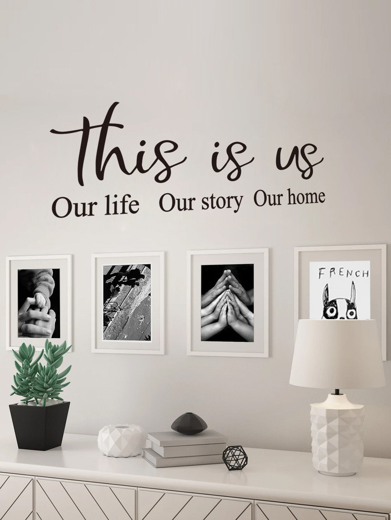 1 pc pretty words- this is us our life our story our home Wall Sticker Home Decoration Accessories For Living Room Bedroom