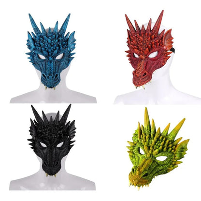 Halloween Horror Dragon Mask Mardi Gras Carnival Party PU Foam 3D Dragon Mask Masquerade Cosplay Props Clothing Accessories