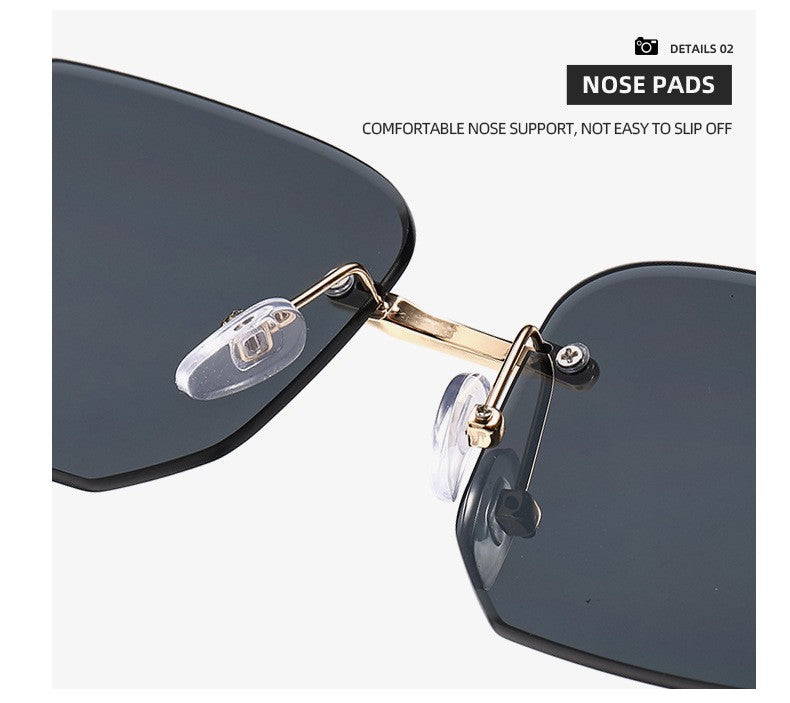 Square Sunglasses For Men Women Fashion Metal Leopard Head Rimless Eyewear Travel And Driving Shades Oculos De Sol UV400