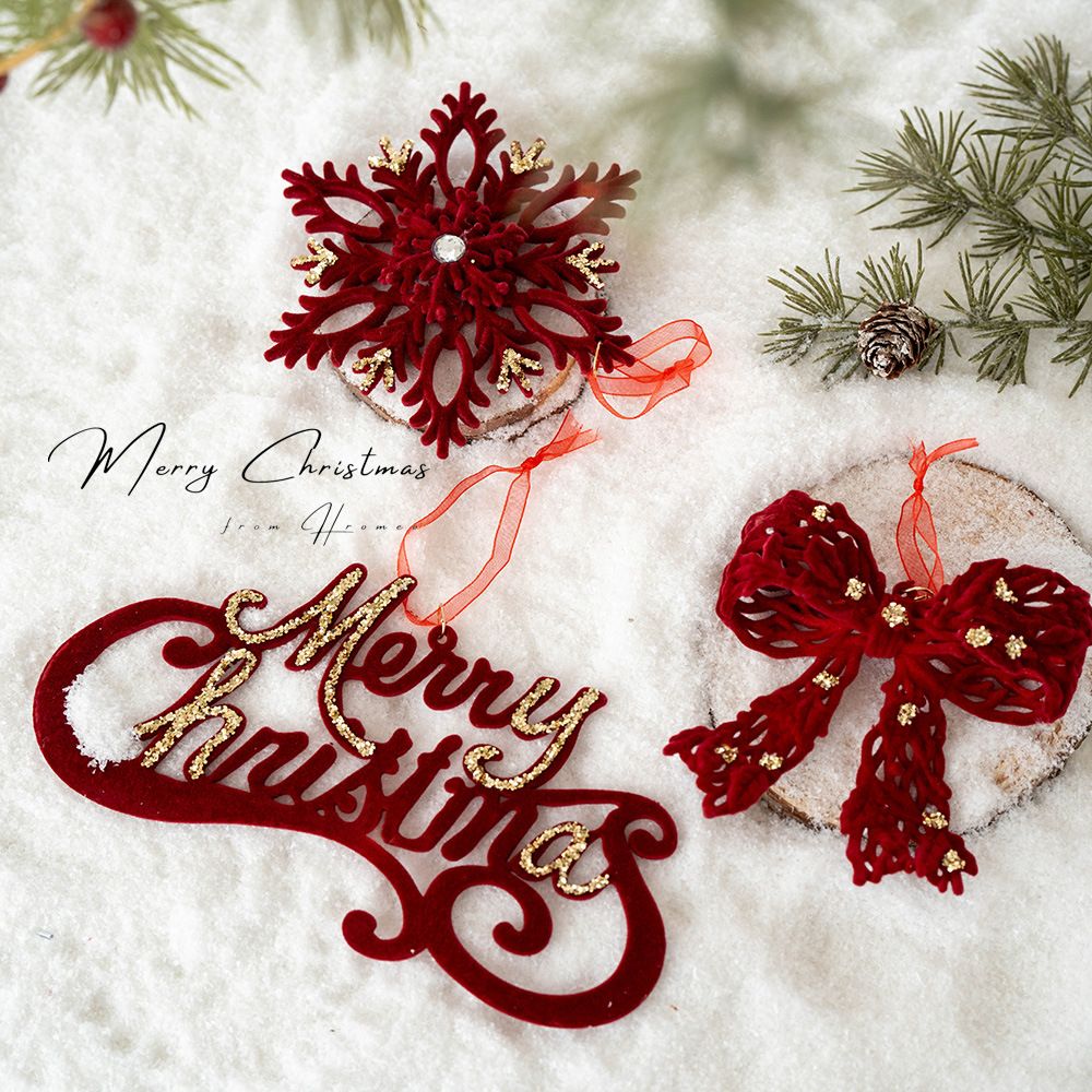 1/10PCS Red Velvet Christmas Tree Accessories Carriage Garland Hanging Holiday Party Celebration Decorations