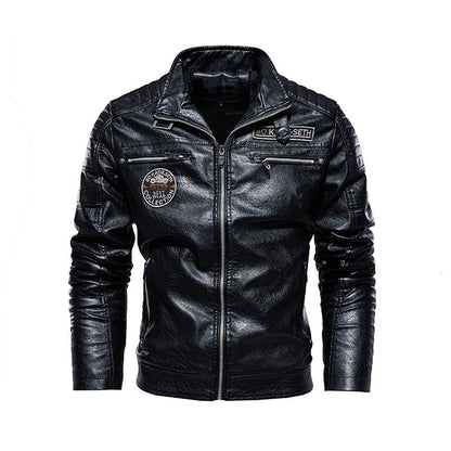 2024 autumn and winter men's lapel PU leather jacket men's leather jacket casual motorcycle cool and fashionable jacket