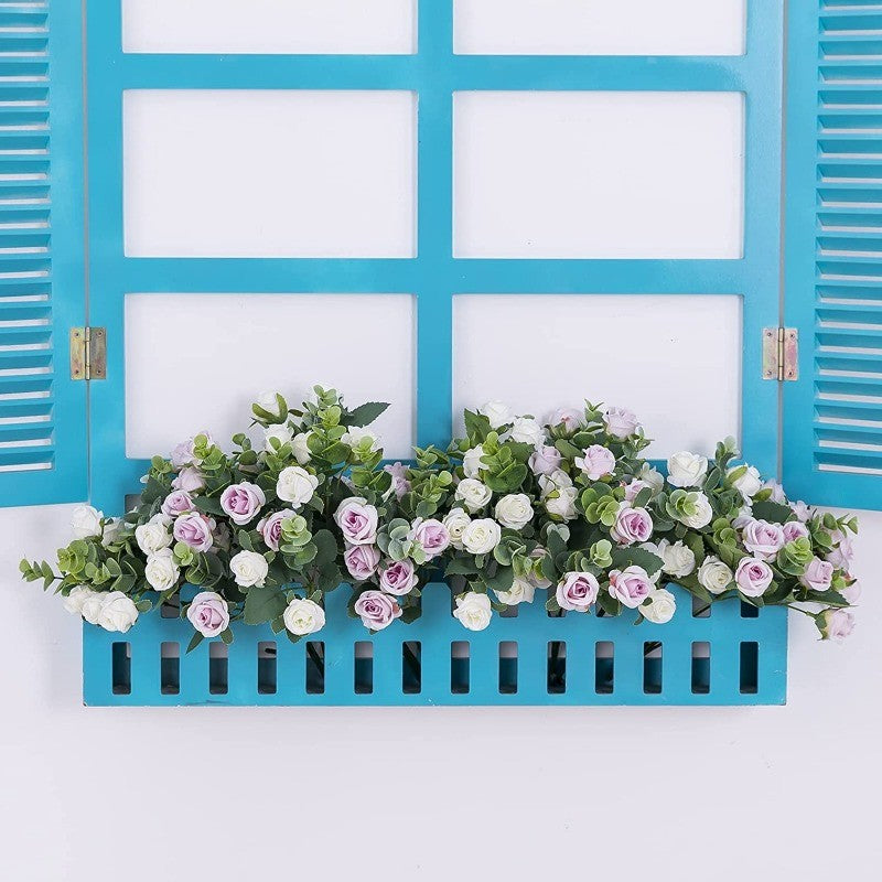 10 Heads pink Artificial Silk Rose Flowers Fake White Eucalyptus  Peony Flower Bouquet, for Home Wedding Party Garden Decoration