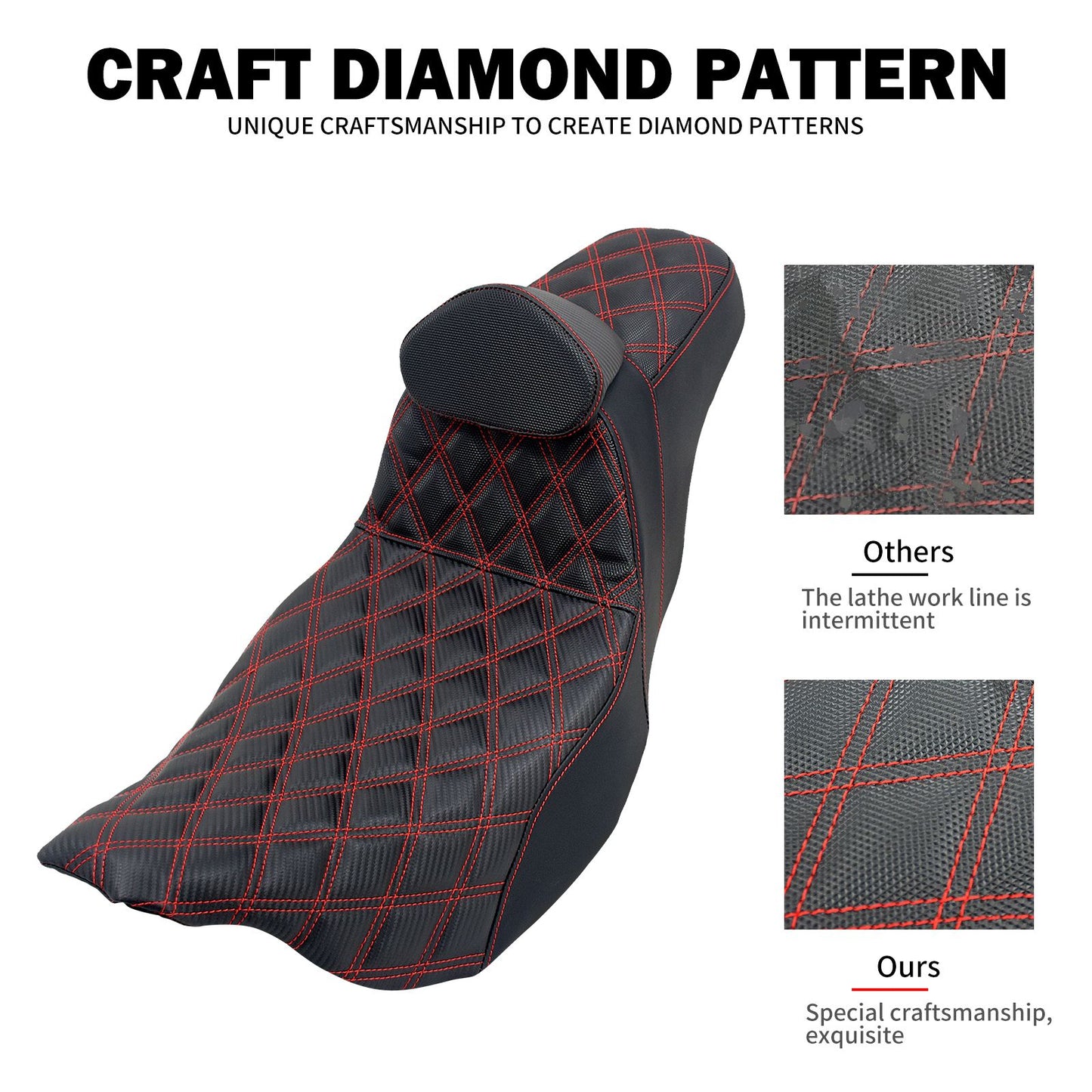 Assento 2 Lugares Moto Garupa Com Encosto Ajustável Almofada Para Harley Touring Electra Road Glide 09-23 Assento De Couro