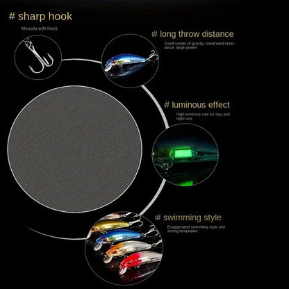 5 unidades de iscas de pesca Minnow Wobblers com olhos 3D, iscas duras artificiais que afundam para baixo, tucunaré, trolling, carpa, iscas para pesca