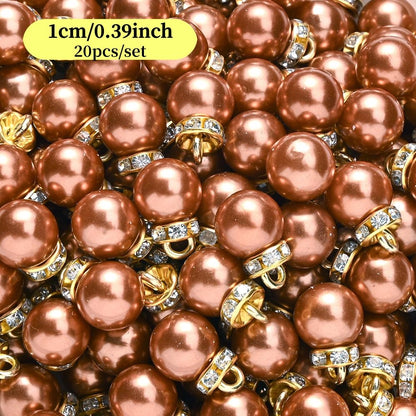20pcs/set Shiny CCB Christmas Beads Pendant Classic Golden Rhinestone Spacer Beads For Earrings  Making Fashion Accessories