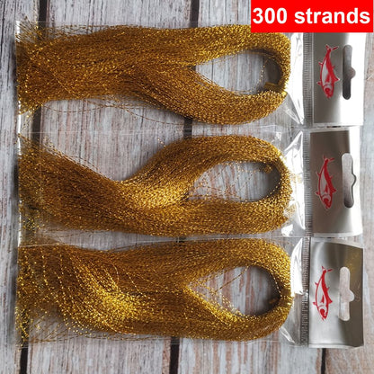 Pacote com 3 ou 10 unidades de 300 fios de tinsel torcido para iscas de pesca com mosca, linha de amarração, flash de cristal brilhante, material DIY