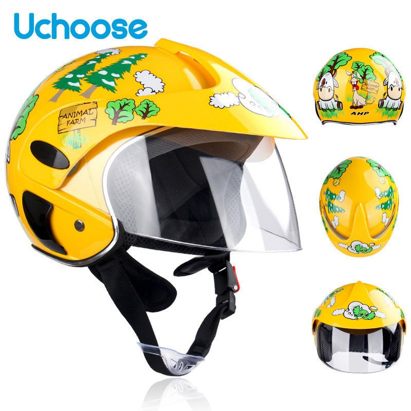 Capacete de segurança infantil com viseira, óculos de proteção embutidos, abafadores de ruído e adesivos refletivos para engenheiro. Capacete de segurança industrial em ABS.