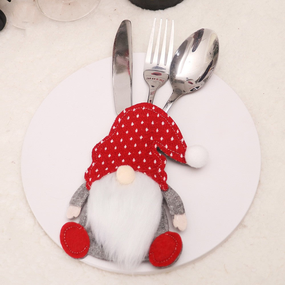 1/3pc Christmas Cutlery Set XMAS Elder Snowman Elk Doll Knife Fork Cutlery Set Cloth Art Knife And Fork Set Decoration For XMAS