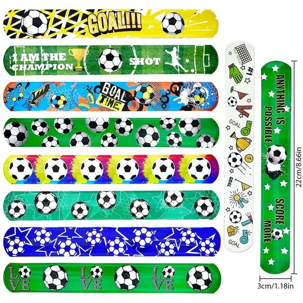 12-72Pcs Pack Football Pattern Slap Bracelets Birthday Party Favors Football Carnival Gifts Classroom Prize Giveaways Fillers