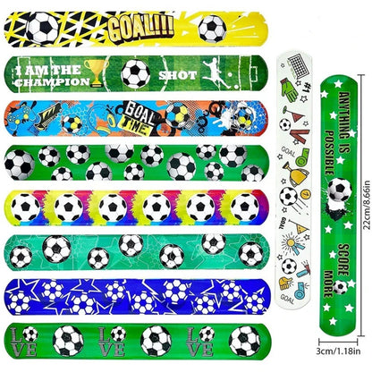 12-72Pcs Pack Football Pattern Slap Bracelets Birthday Party Favors Football Carnival Gifts Classroom Prize Giveaways Fillers