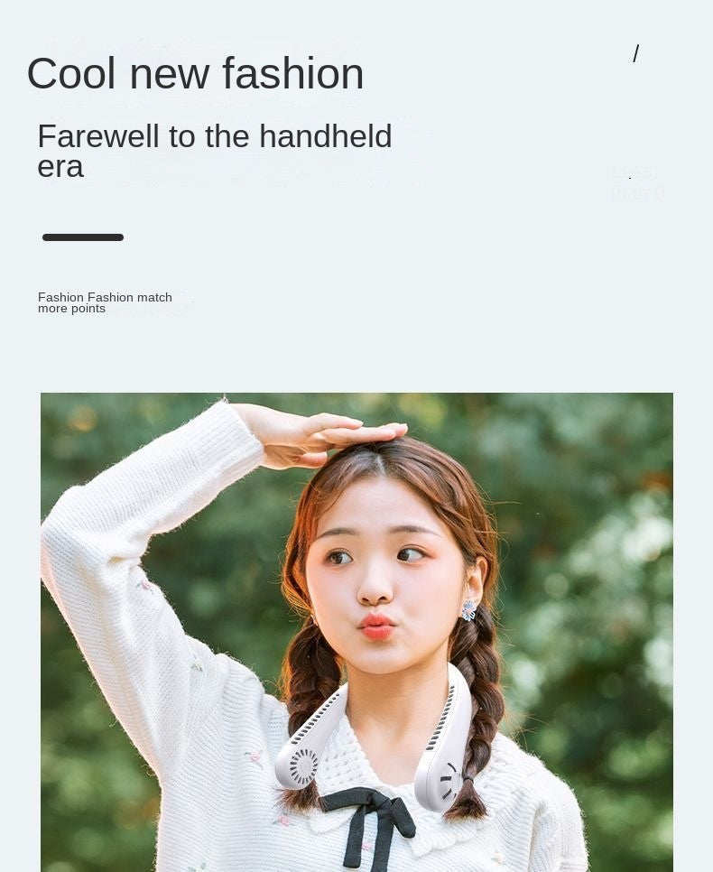 2025 Long endur New Mini Neck Mounted Fan Portable Bladeless Neck Rechargeable Air Cooler 3 Speed Mini Summer Sports Fan Outdoor