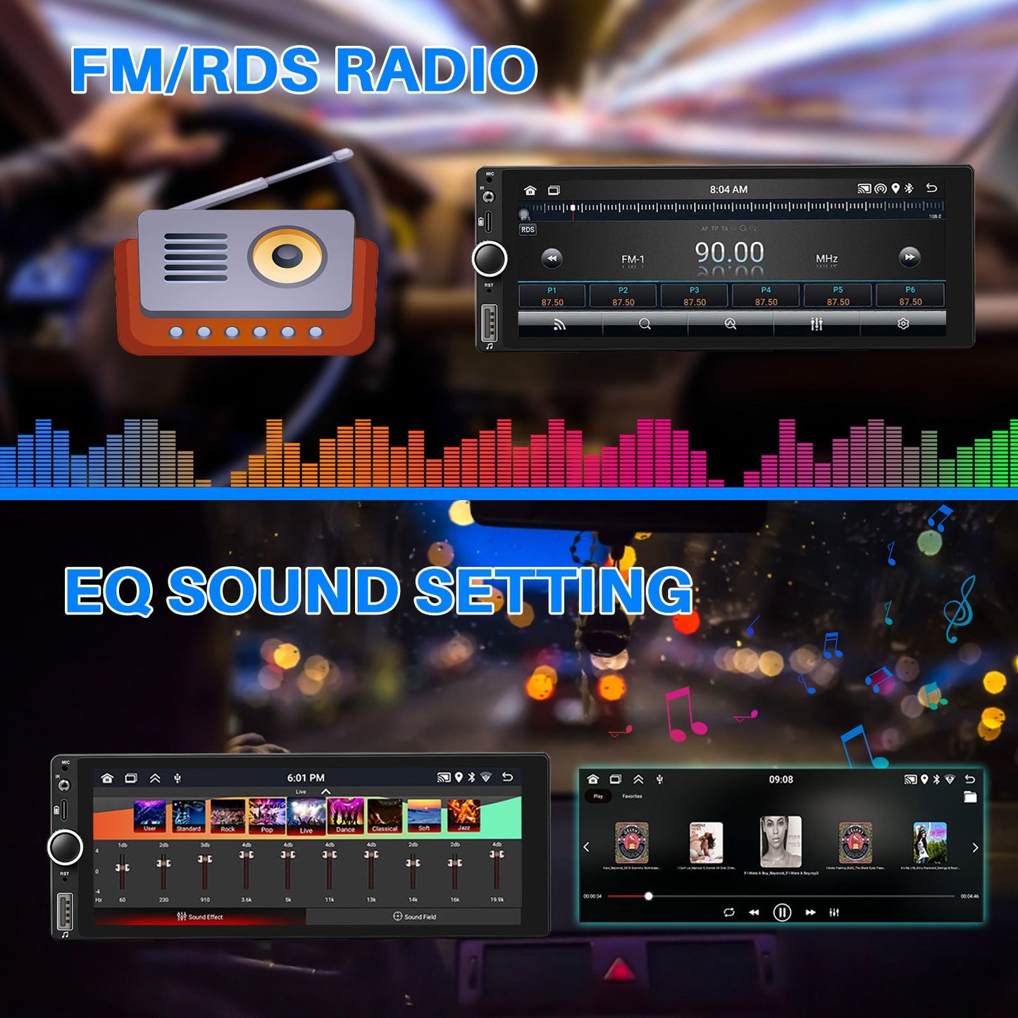 ESSGOO 6.86 Inch Universal Car Radio Carplay Android Auto Car Multimedia Player Autoradio HD Touch Screen FM Bluetooth