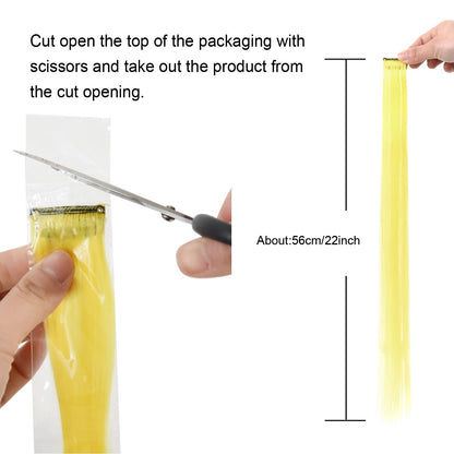 Mega Hair Tic Tac Sintético 55 cm Longo Colorido Liso Peças de Cabelo Sintéticas para Uso Diário Festas