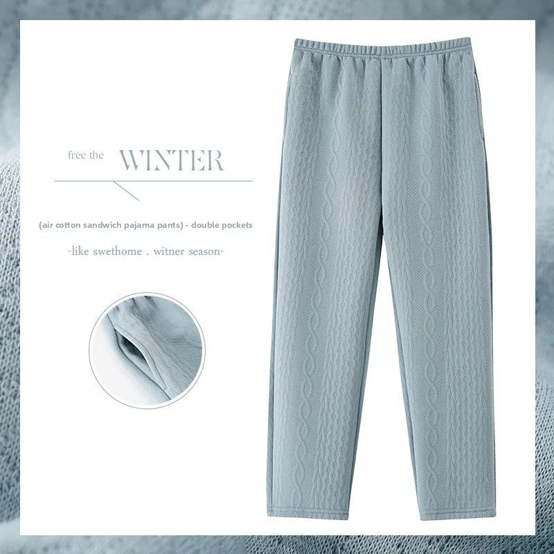Thickened Air Cotton Sleep Pants Women's Autumn Winter Home Clothes Mid-aged Mom Warm Outerwear Large Size Home Pants