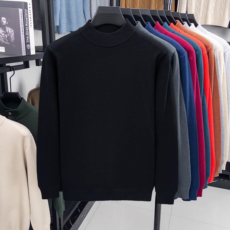 Half Turtleneck Knitwear Sweater New Autumn/Winter Mock Neck Sweatshirts Solid Color Pullovers Man Brand Casual Mens Clothing