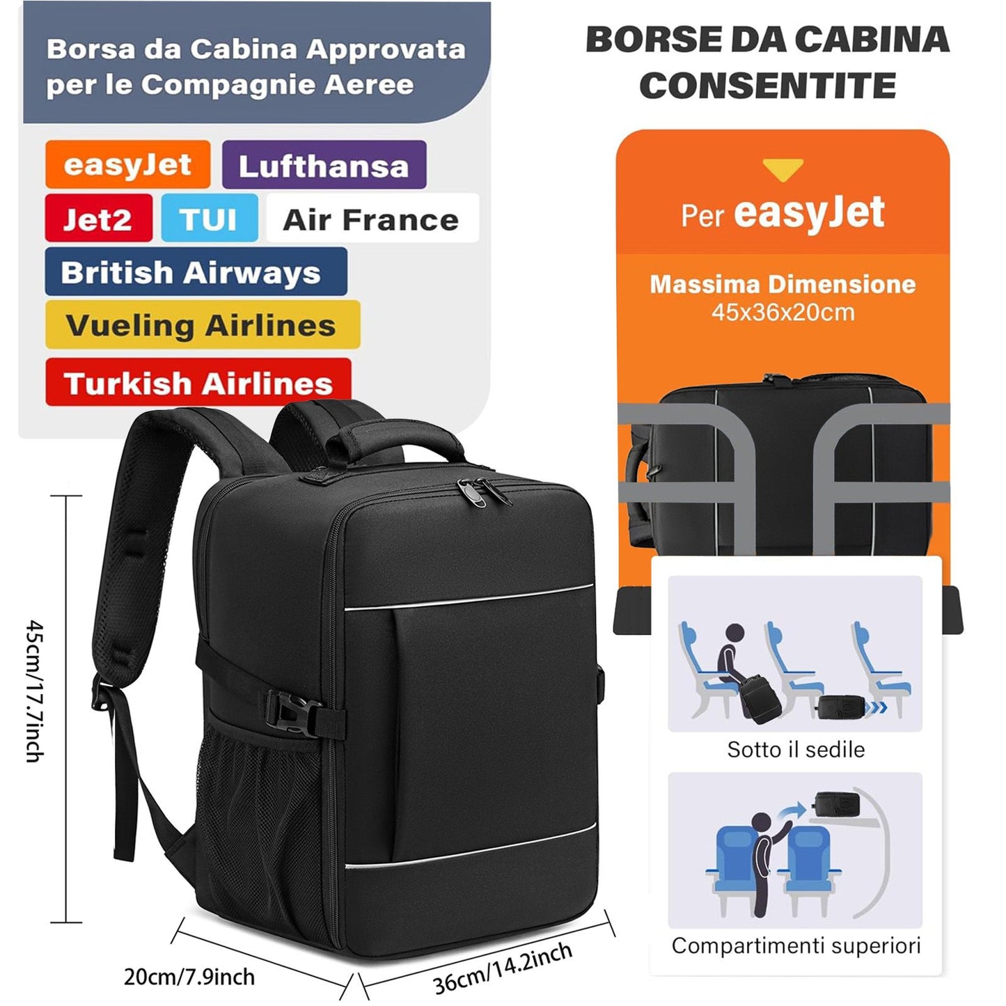 travel backpacks 40x20x25 ryanair cabin bag Unisex Carry-On Suitcase.15.6-inch Laptop Backpack For School,night reflective strip