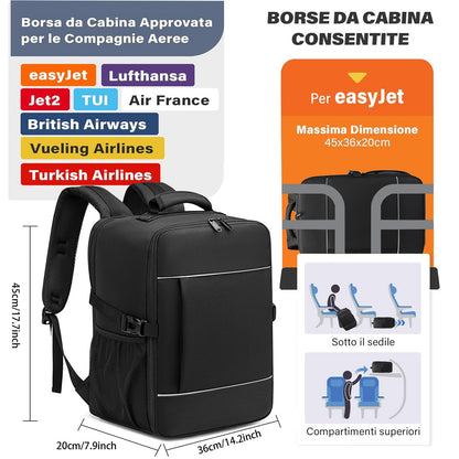 travel backpacks 40x20x25 ryanair cabin bag Unisex Carry-On Suitcase.15.6-inch Laptop Backpack For School,night reflective strip