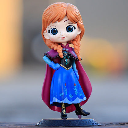 14-16cm Princesa Q Posket Branca de Neve Sereia Cinderela Bela Mulan Jasmine Sininho Aurora PVC Boneco de Ação Brinquedo Presentes para Crianças