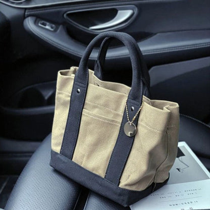 Lady Canvas Tote Bag Handbag Creative Large Capacity Multi Compartment Carrying Bag Student Book Pocket Travel Bag Grocery Bag