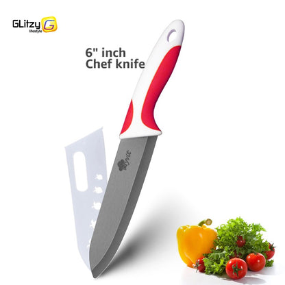 Faca de Cozinha Chef Inoxidável Faca de Cerâmica para Frutas Faca Utilitária Doméstica para Fatiar Legumes Lâminas Pretas Afiadas para Cozinhar