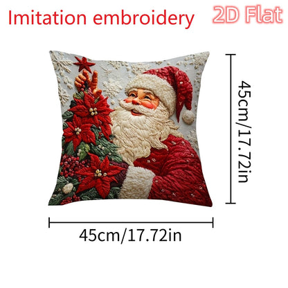 1pcs 2D Christmas Pillow Cover Xmas Party Decoration 2025 Xmas Holiday Santa Claus Pillow Cover Navidad Natal New Year Gift 2026
