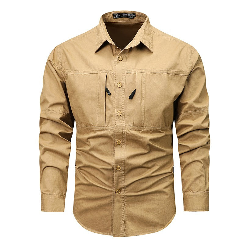 Spring Men Cargo Cotton Long Sleeve Shirts Man Casual Breathable Tactic Shirts Male Multi Pocket Outdoor Blouses Work Shirts 5XL