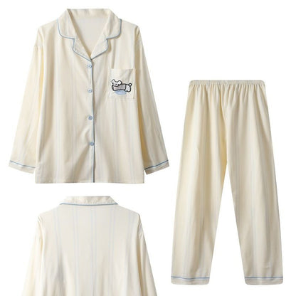 Cartoon Dog Letter Plaid Print Pajama Sets for Women Plus Size Sweet Cute Harajuku Style 2PC Set Sleepwear Autumn New Homewear