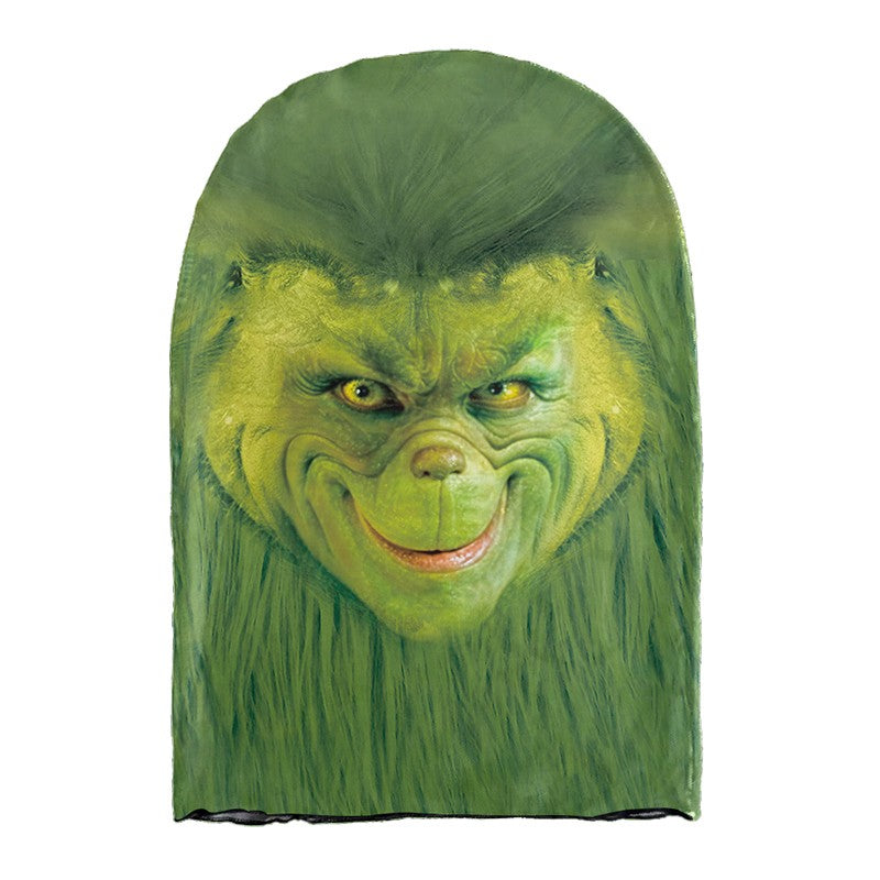 3D Printed Green Monster Christmas Mask Elastic Mesh Mask Halloween Clown Cosplay Headgear Party Equipment Breathable Visible