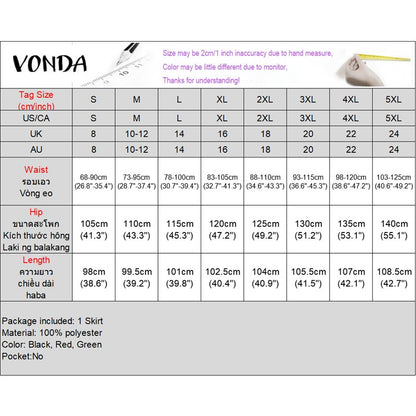 VONDA Polka Dot Bohemian Long Skirts Women Oversize Casual Elastic Waist Jupes Faldas Saia 2025 Autumn Maxi Skirt Plus Size 5XL