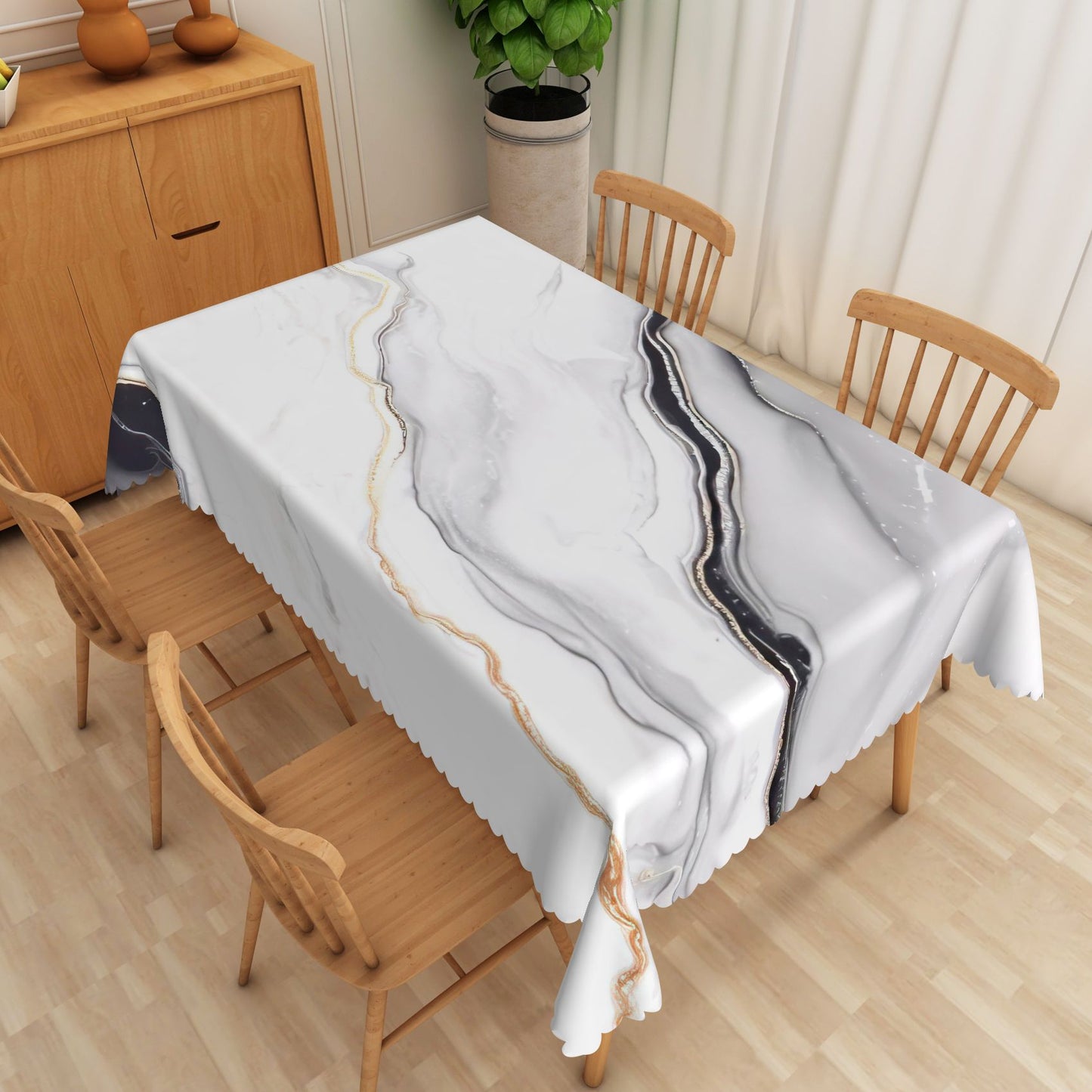 Marble Pattern Tablecloth Rectangular Polyester Dining Table Cover for Home Kitchen Restaurant Holiday Indoor/Outdoor Party