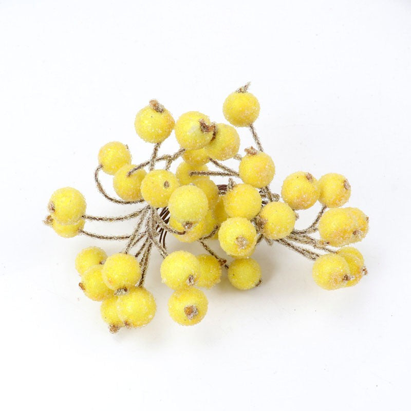 40pcs Mini Christmas Frosted Artificial Berry Vivid Red Holly Berries Wedding Party Decoration Artificial Flowers Home Decor