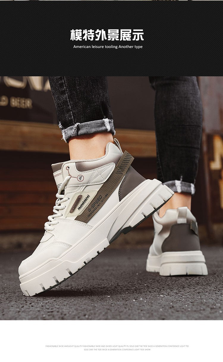 Tênis masculinos casuais de cano alto para outono, tênis de caminhada masculinos, tênis esportivos masculinos, tênis com sola macia para caminhada