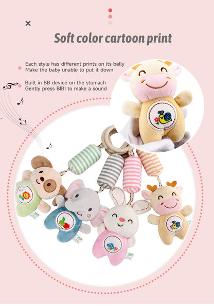 Baby Stroller Bed Hanging Bell Plush Toys Early Education Promote Children Color Cognition Sensory Plush Rattle Training Toys