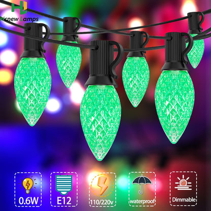 C7 Multicolor Garland Led String Lights 110V 220V E12 0.6W Waterproof Plastics Anti-Drop Festoon New Year's Brithday Light Chain