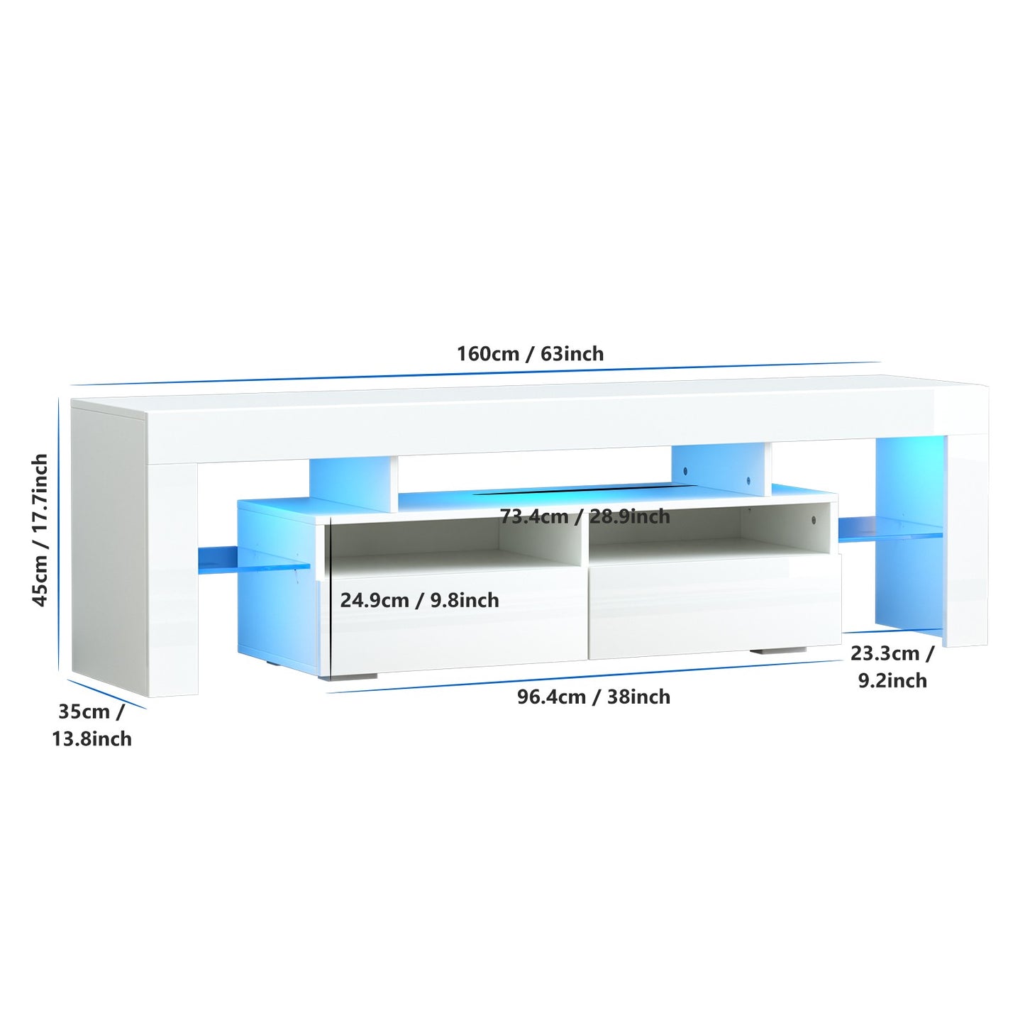 71IN LED TV Stand for 75/70/65 inch TV Modern Black Stand for Living Room with Storage Drawers High Gloss TV Cabinet