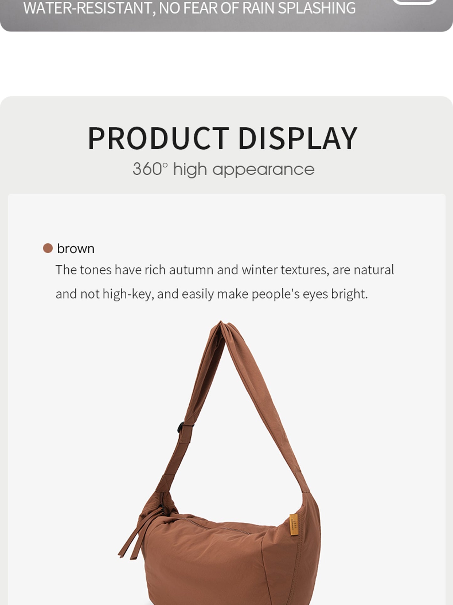 LEFF Simple Women's Crossbody Bag 2025 New Travel Casual Bag Outdoor Waterproof High Quality Shoulder Bag Uinsex Solid Colored