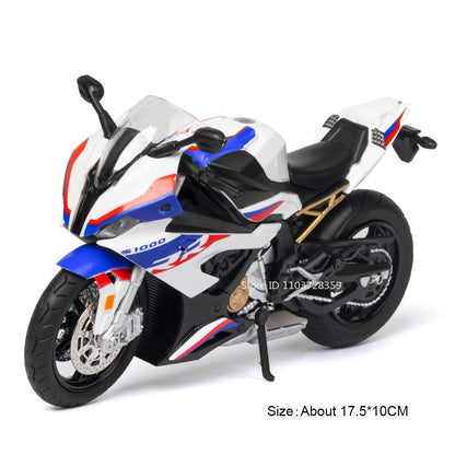1:12 RRS1000 S1000RR Modelo de Brinquedo Motos de Liga Fundida Motocicletas Amortecimento Roda Dianteira Direcionável Pneus de Borracha Presente para Meninos