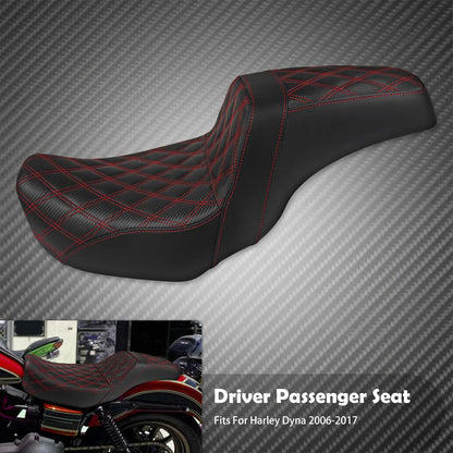 Assento Duplo de Couro para Piloto e Passageiro Dianteiro Traseiro de Motocicleta para Harley Dyna 2006-2017 Fat Bob Low Rider FLD