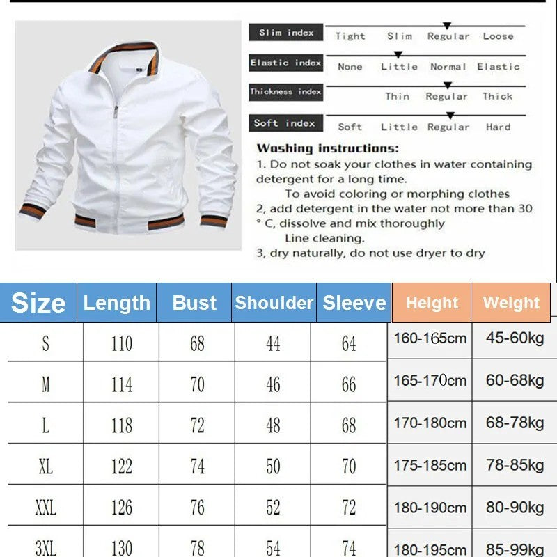 Spring And Autumn Fashion Stand-Up Casual Zipper Jacket High Quality Aviator Jacket Windproof Rainproof Outdoor Sports Jacket