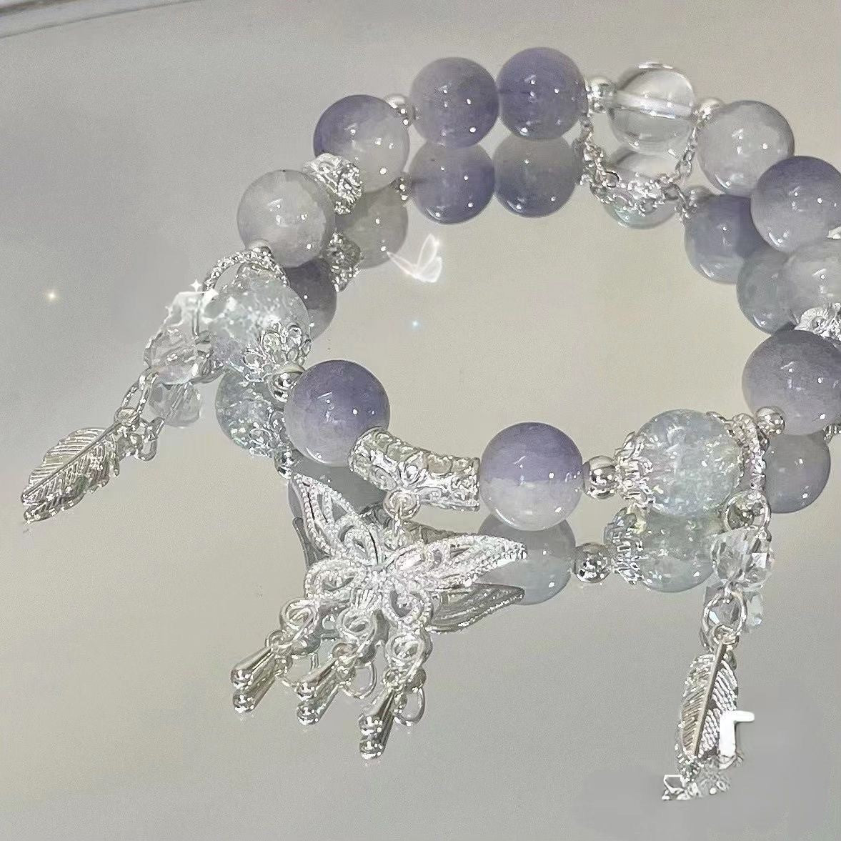 Nova pulseira de cristal com contas simples para mulheres meninas coreanas ins flor raposa pena borla pulseiras melhores amigas joias presentes 2024