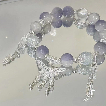 Nova pulseira de cristal com contas simples para mulheres meninas coreanas ins flor raposa pena borla pulseiras melhores amigas joias presentes 2024